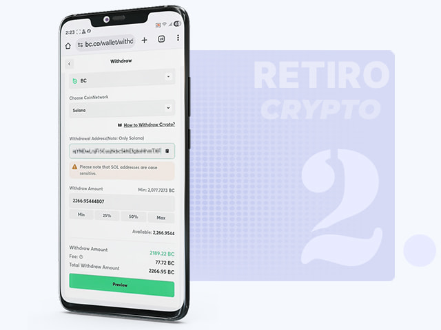 Ingreso de la Dirección de la Billetera Cripto
