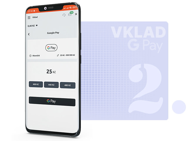 Nastavení částky pro vklad přes Google Pay v casinu Betano