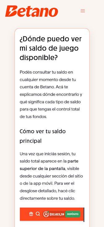 Cómo ver el saldo de la cuenta y los fondos de bono en Betano