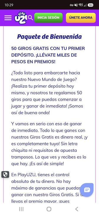 Los términos del bono de bienvenida de PlayUZU en México