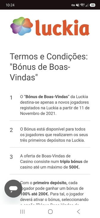 Os termos do bónus de boas-vindas do casino Luckia em Portugal