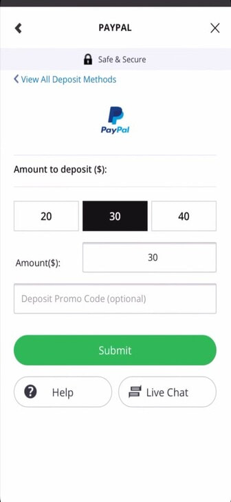 Entering the deposit amount at Caesars Palace Online Casino