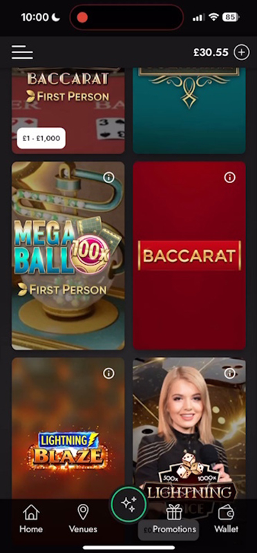 Baccarat Games Library at an Online Casino