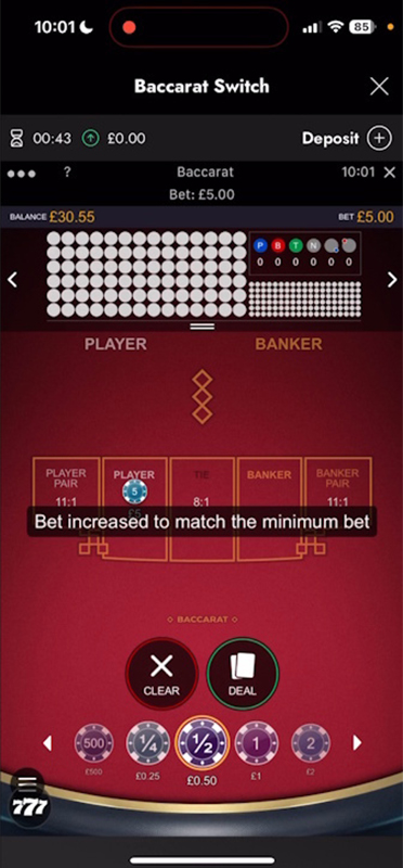 Setting Online Baccarat Bet Amounts with Chips