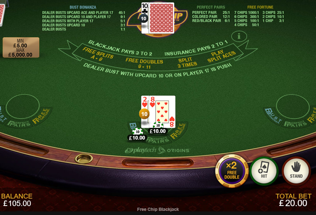 Bust Bonanza Bet in Free Chip Blackjack