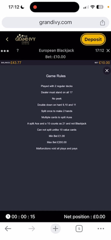 European Blackjack Game Rules