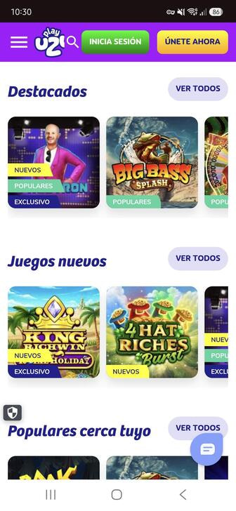 La página principal de PlayUZU en México con el botón de registro en la parte superior