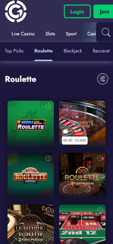 The Roulette Game Library of an Online Casino
