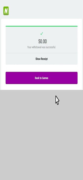The withdrawal confirmation request at JackpotCity