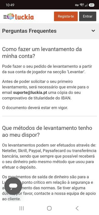 Os termos de levantamento do casino Luckia