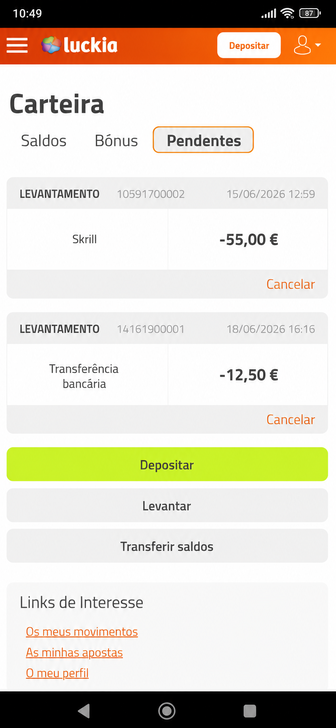 Os pedidos de levantamento pendentes no casino Luckia