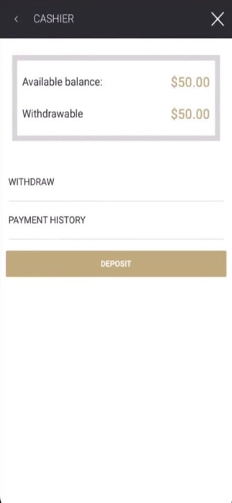 The cashier page of BetMGM