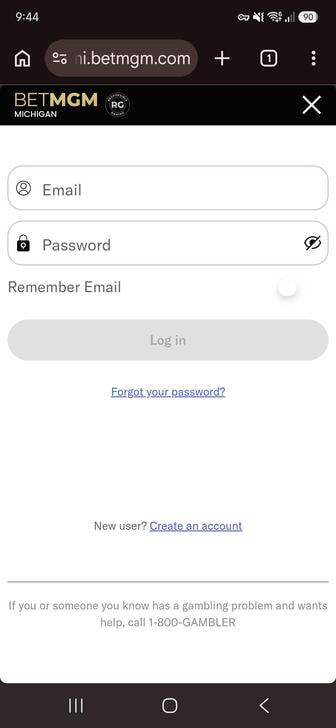 The login page of BetMGM