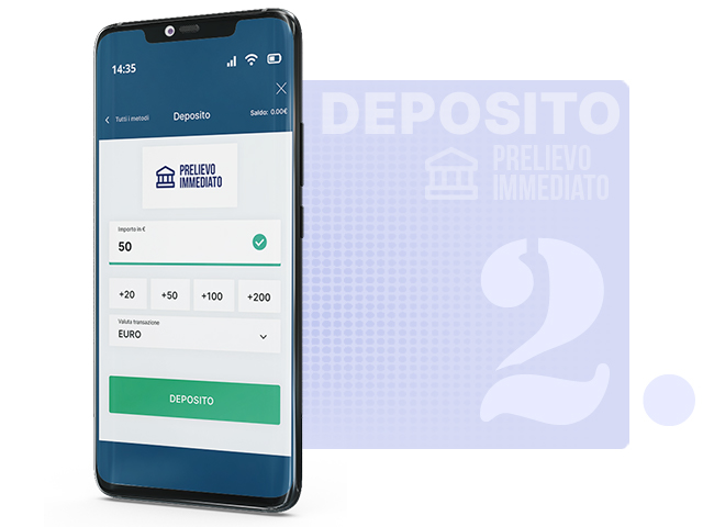 Inserisci l'importo che desideri depositare