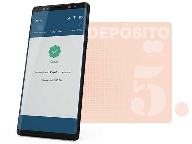 Página de confirmación del depósito con Mastercard