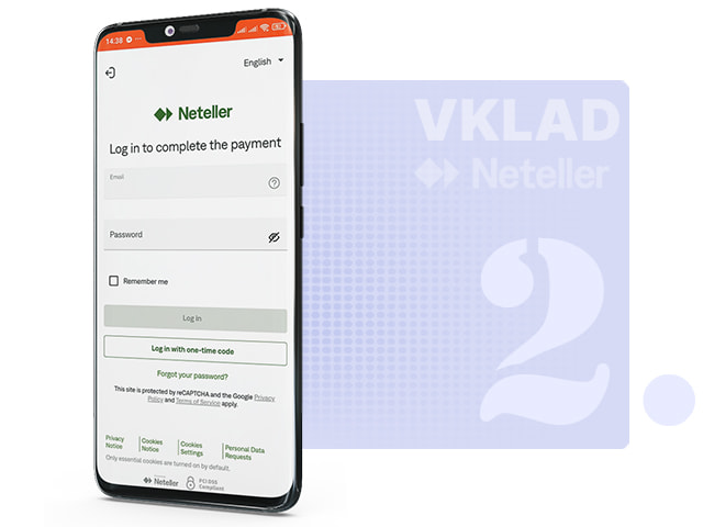 Přihlášení do aplikace Neteller