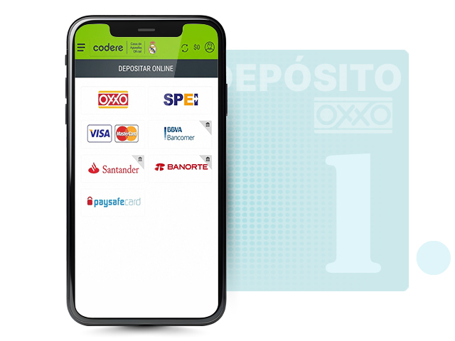 Elegir OXXO como método de depósito en la caja de Codere