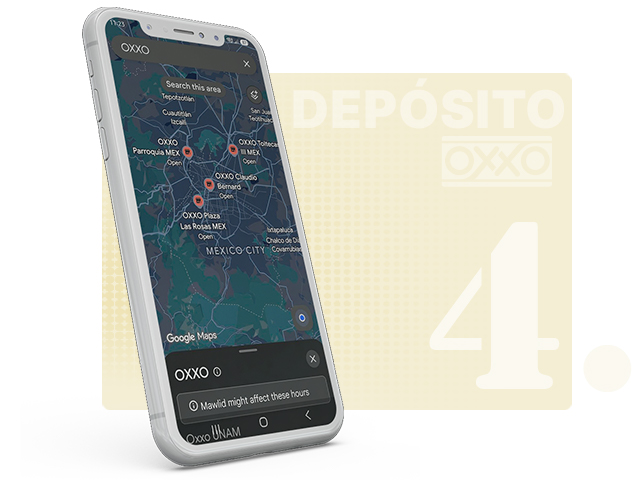 Buscar la tienda OXXO más cercana en el mapa para pagar en efectivo
