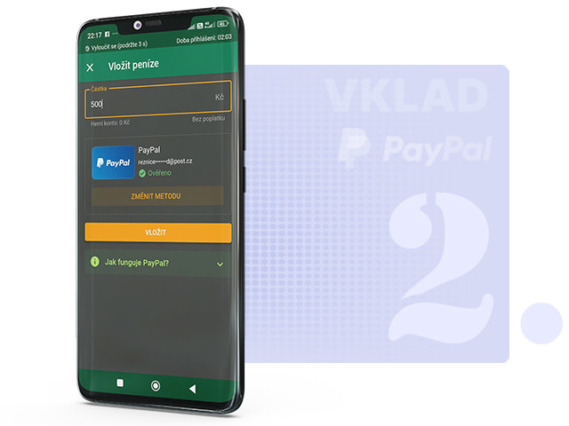 Nastavte si, jak vysokou částku si chcete přes PayPal vložit