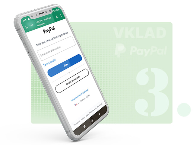 Přihlaste se do svého PayPal účtu propojeného s casinem