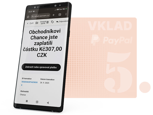 Zkontrolujte si stvrzenku ve vašem e-mailu a počkejte na připsání peněz