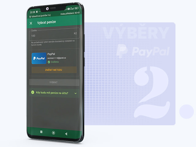 Nastavte si částku pro výběr přes PayPal
