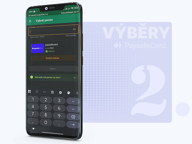 Zadejte částku, kterou si chcete vybrat