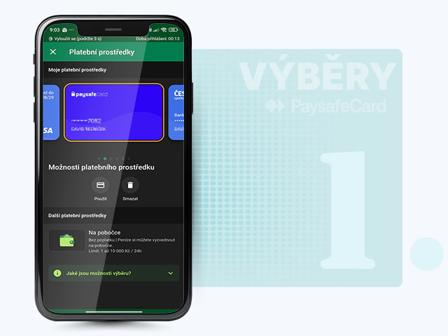 Vyberte si PaysafeCard pro výběr.