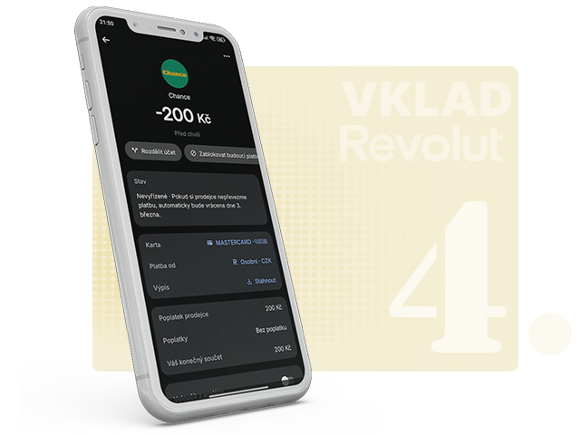 Výpis transakce v aplikaci Revolut