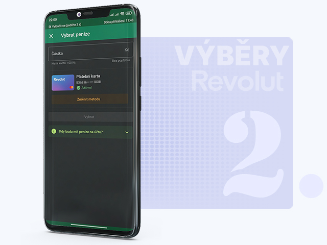 Nastavení částky pro výběr přes Revolut