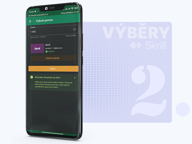 Nastavení částky prostřednictvím Skrill výběru