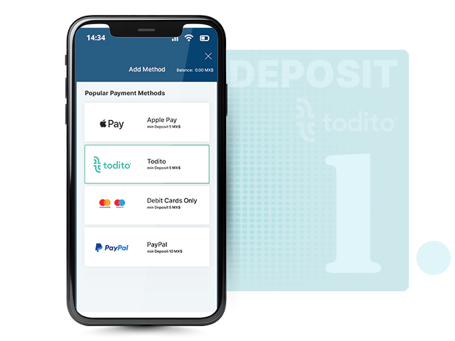 Choosing Todito Cash at the Casino Cashier