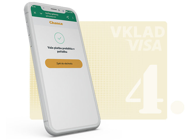 Potvrzení o provedené platbě kartou Visa v online casinu Chance
