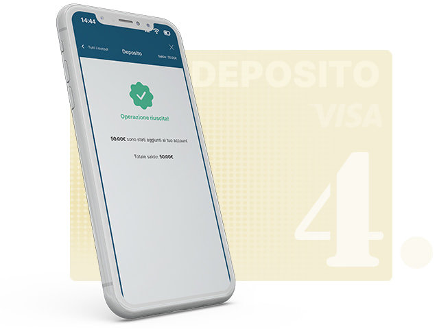 Pagina conferma deposito sull'app casinò