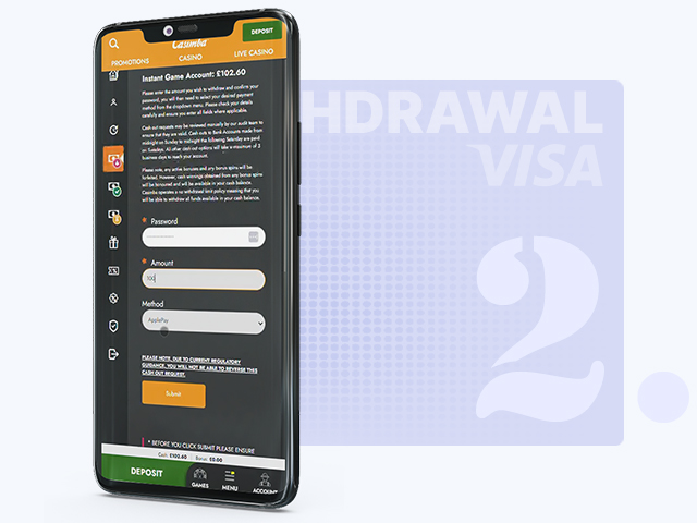 Select The Amount You Wish to Withdraw