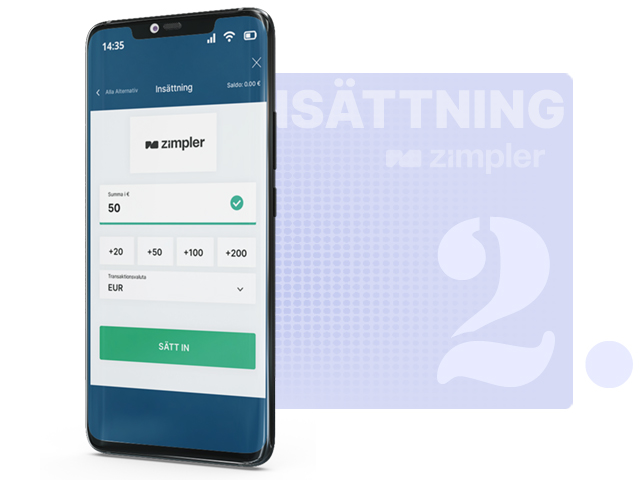Ange insättningbelopp och betalningsmetod