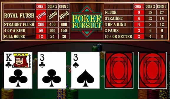 Poker Pursuit video poker game by Microgaming.