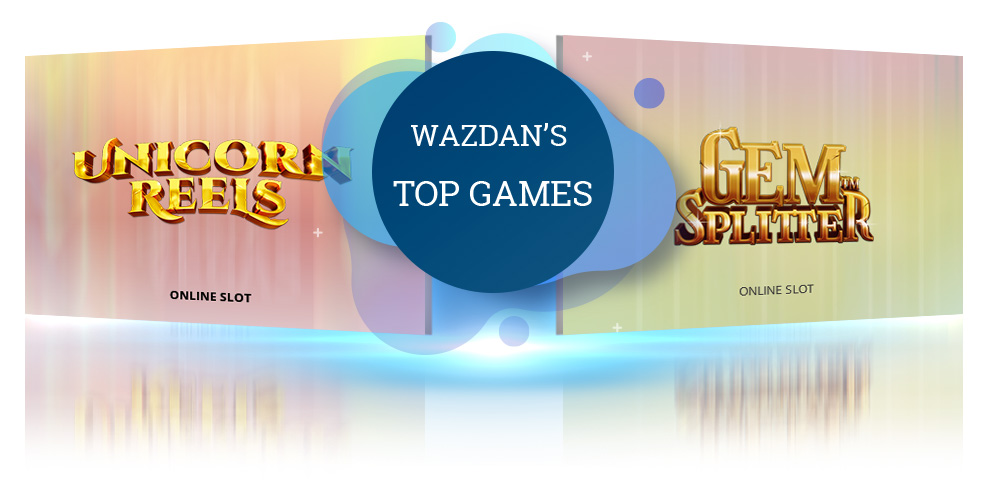 Logos for the Unicorn Reels and Gem Splitter games by Wazdan.