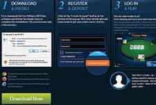 A view of the new William Hill poker interface, along with instructions on how to download. 