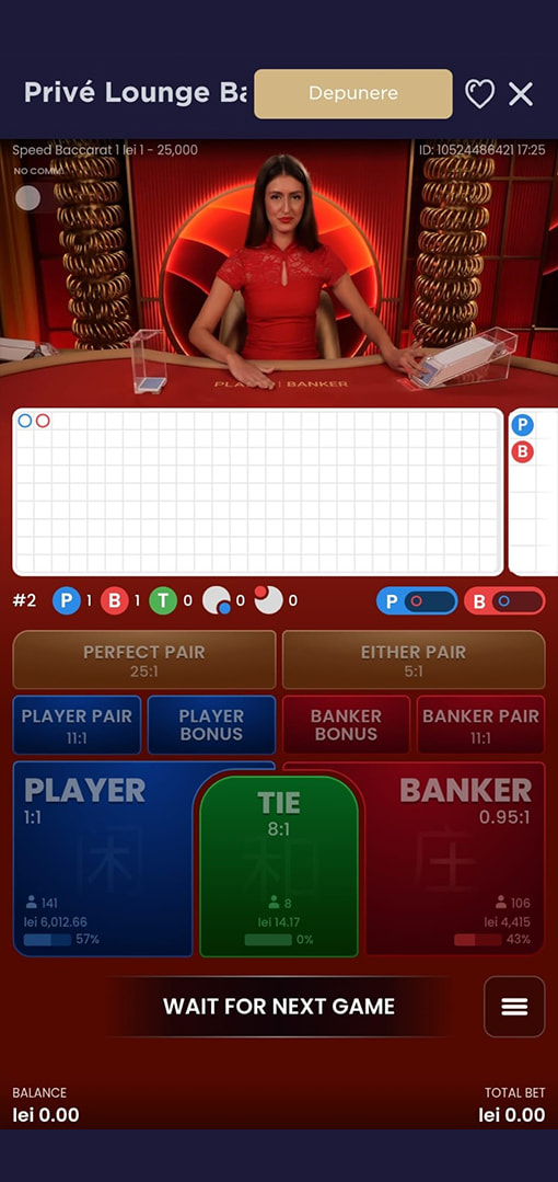 Privet Lounge Baccarat jucat la WinBoss Casino