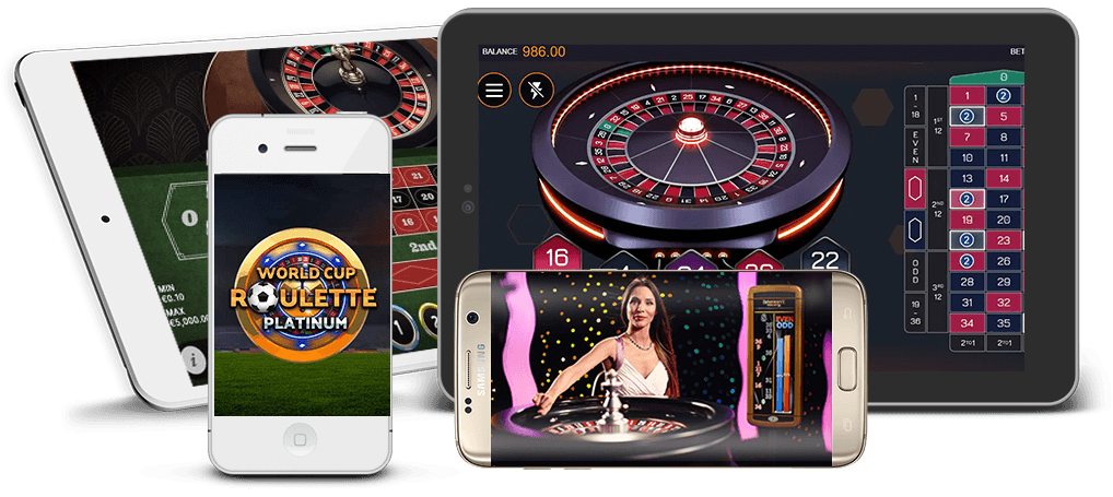 Diferite dispozitive mobile care prezintă ruletă jucată la cazinoul Luck Casino.