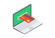 Debit card și un laptop