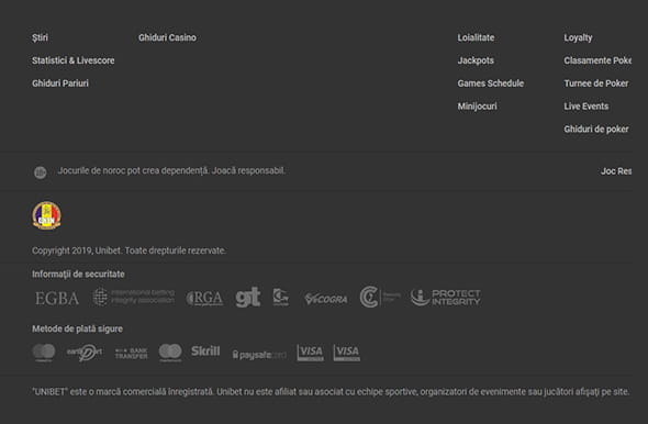 Site-ul Unibet casino care prezintă logo-ul eCOGRA - autoritate de testare.