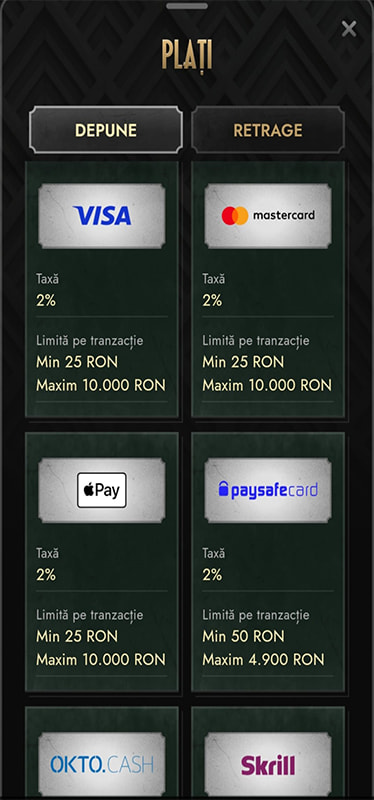 Metodele de plată disponibile la Don.ro, taxele de depunere și limitele de depunere