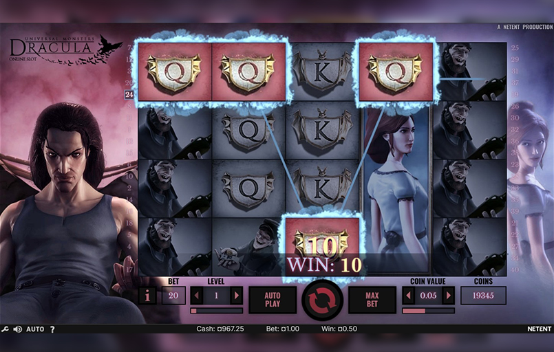 Screenshot cu simbolul extins al slotului Dracula