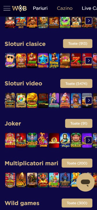 O parte din oferta de jocuri WinBoss Casino