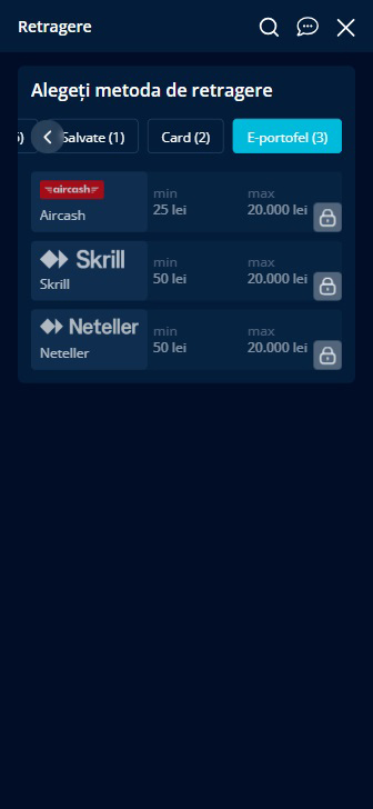 Limitele de retragere prin Aircash la Mr Bit