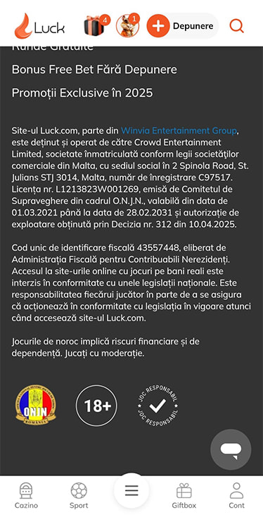Detalii despre licența Luck