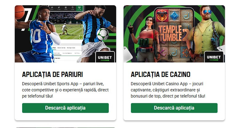 Aplicație Unibet Casino