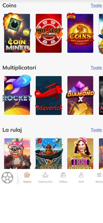 Selecția de jocuri la Luck